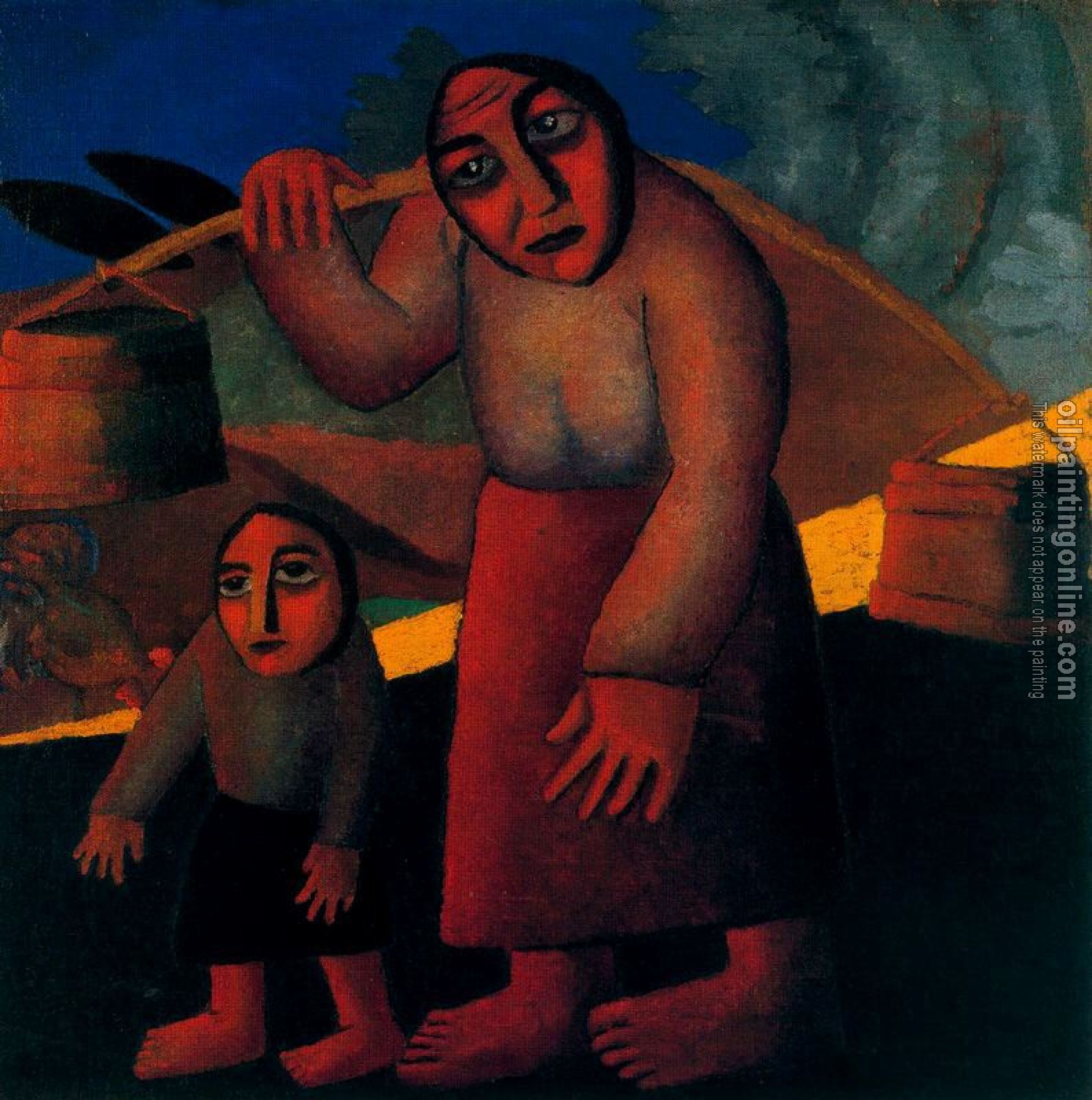 Kazimir Malevich - Peasant Woman with Buckets and Child